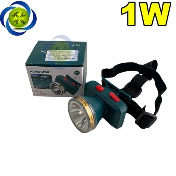 Đèn pin đội đầu 1W AKKO STAR 55191 sạc tích điện