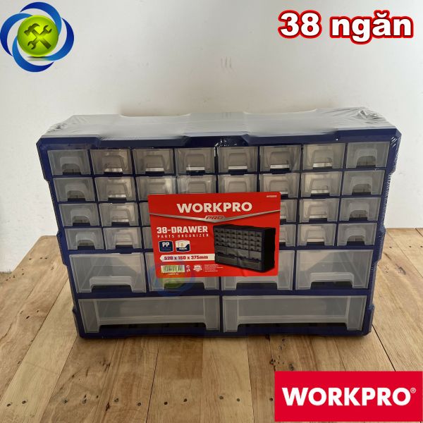 Tủ nhựa đựng linh kiện 38 ngăn Workpro WP283009 kích thước 520x160x375mm