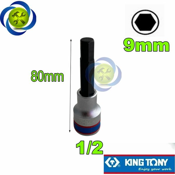 Tuýp lục giác 9mm Kingtony 403509 loại 1/2 dài 80mm