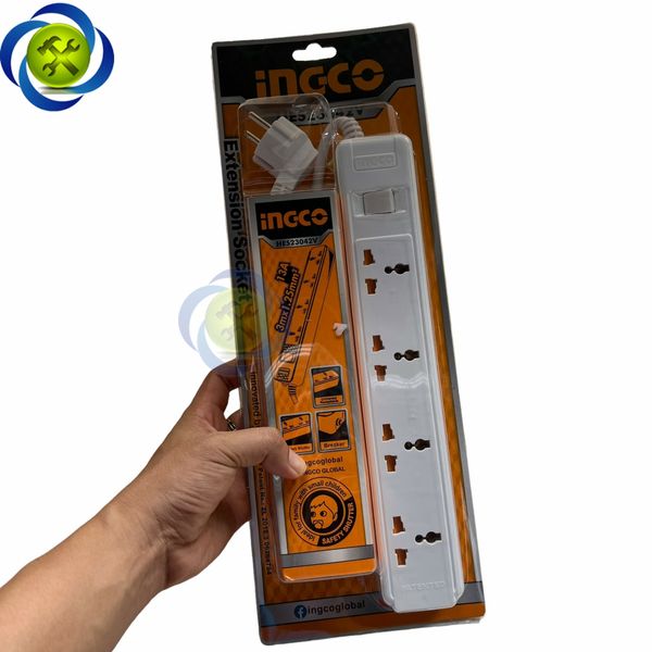 Ổ cắm điện Ingco HES23042V 13A dây dài 3m có 4 lỗ
