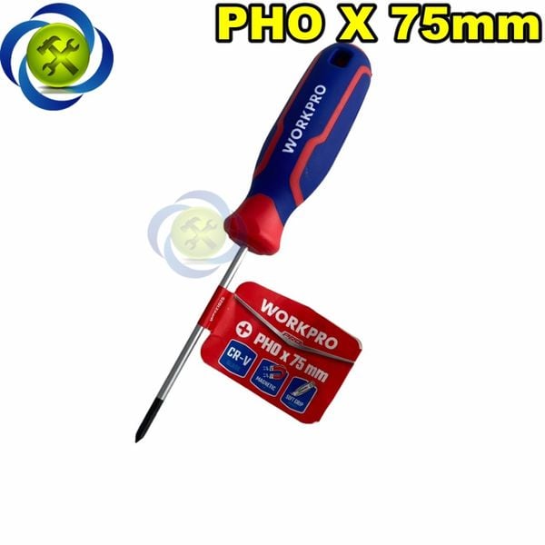 Tua vít bake PH0x75mm tay cầm bọc cao su Workpro WP221025