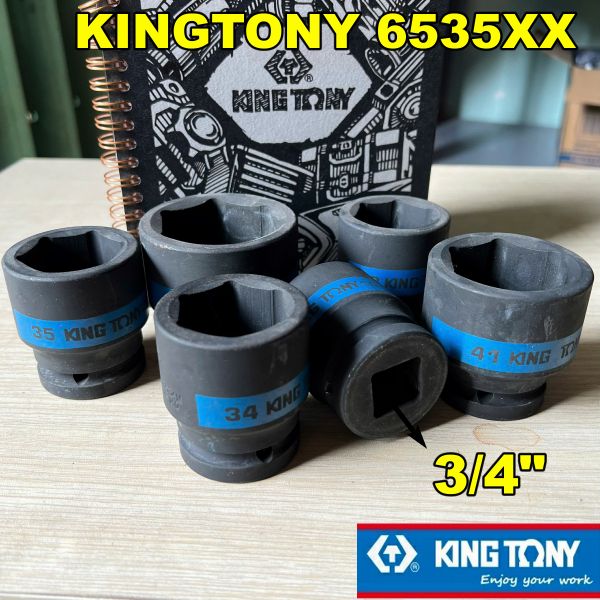 Tuýp 3/4 Kingtony 6535xx loại ngắn màu đen 6 cạnh từ size 32-65mm