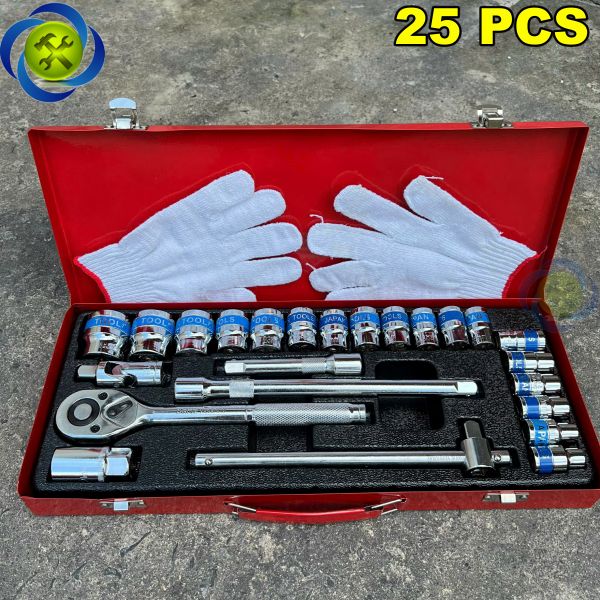 Bộ tuýp 25 chi tiết HITMAN VND1005 (10mm - 32mm) thép CR-V mạ Crom bóng