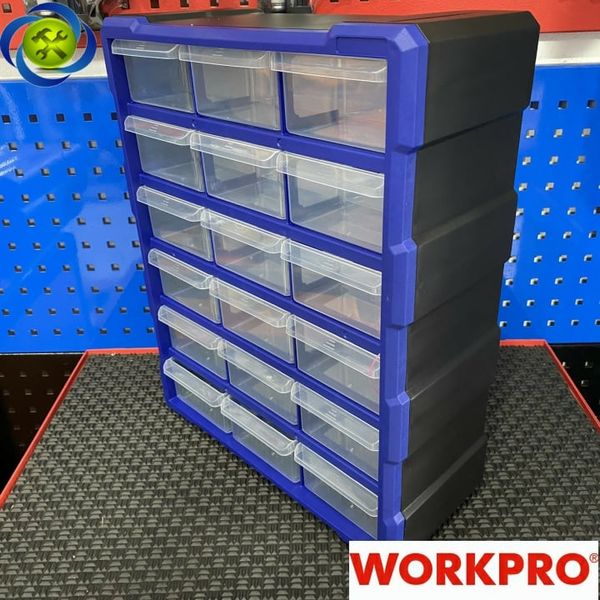 Tủ nhựa đựng linh kiện 18 ngăn WORKPRO WP283011 kích thước 47.5 x 38.5 x 16.2cm