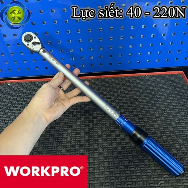 Cần siết lực 1/2 Workpro WP271020 lực siết 40-220N cán xanh dài 510mm có hộp đựng