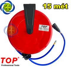 Cuộn dây hơi treo tự rút 15m TOP HR-708C ống 8mm x 12mm HỘP SẮT