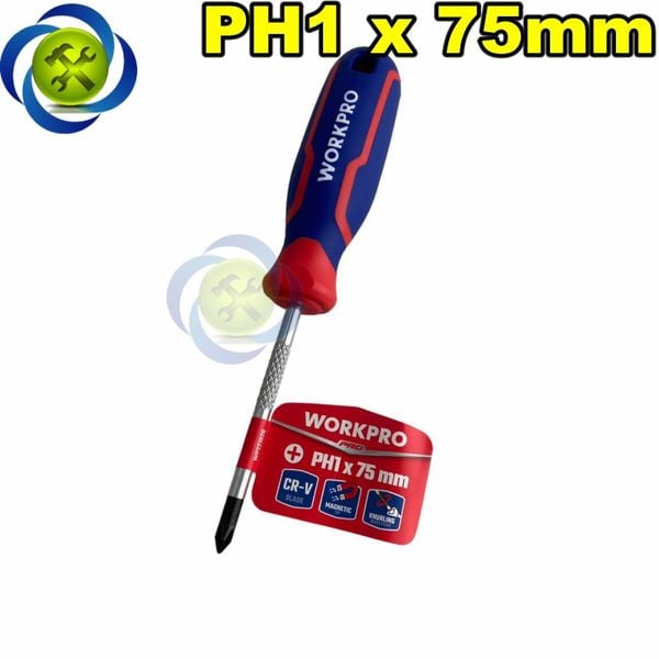 Tua vít bake PH1x75mm tay cầm bọc cao su Workpro WP221026