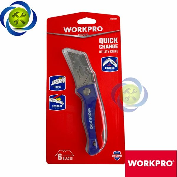 Dao rọc cáp Workpro WP211006 gấp gọn thân nhựa thay lưỡi nhanh