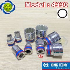 (ĐỦ SIZE) Tuýp 1/2 KINGTONY 4330 loại ngắn 12 cạnh màu trắng