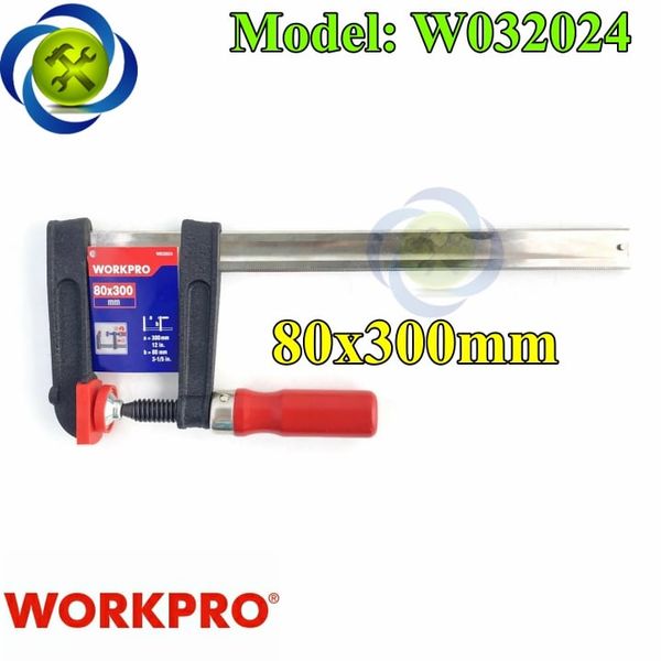 Kẹp gỗ chữ F Workpro W032024 kích thước 80 x 300mm bằng thép