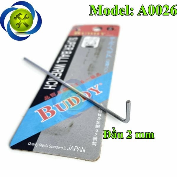 Lục giác đầu bi 2.0mm kiểu chữ L Buddy A0026 dài 100mm