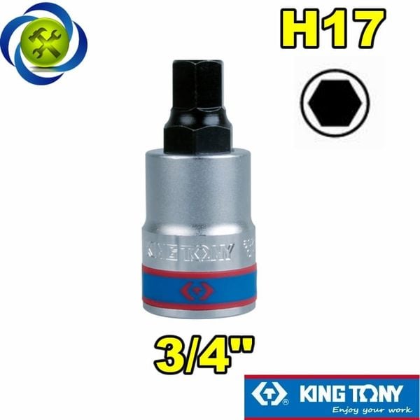 Tuýp lục giác 17mm Kingtony 602517 loại 3/4 trắng-đen