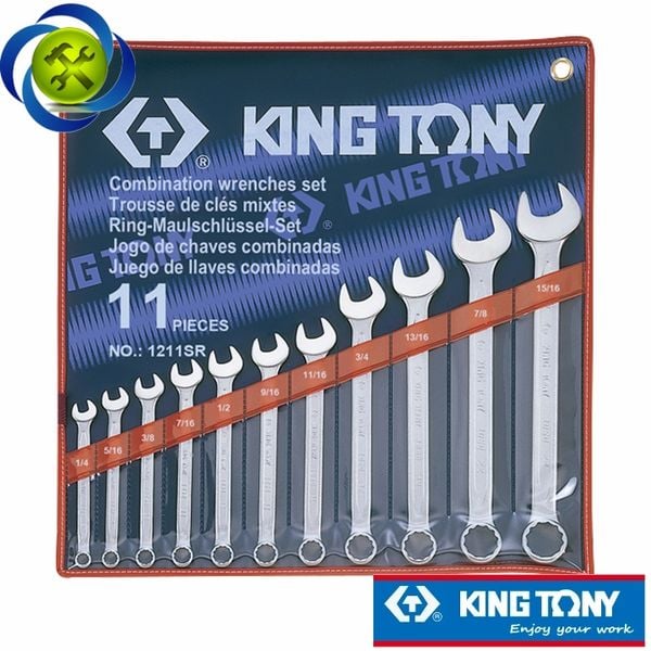 Bộ cờ lê vòng miệng 11 chi tiết hệ inch Kingtony 1211SR