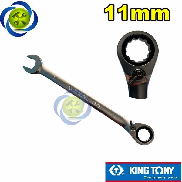 Cờ lê vòng miệng tự động 11mm Kingtony 373211M có khóa gạt