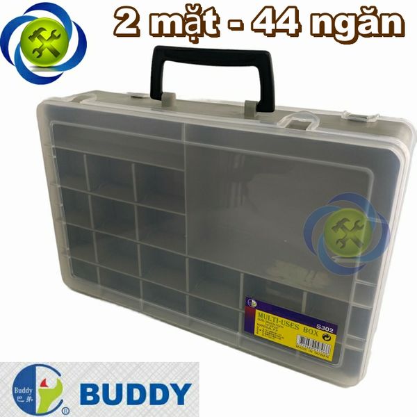 Thùng đựng ốc vít Buddy BK0011 S302 kích thước 36 x 23 x 10cm hai mặt có 44 ngăn