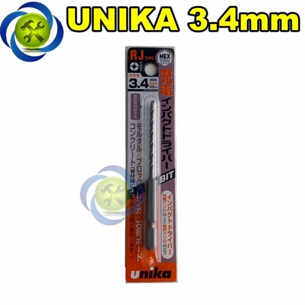 Mũi khoan tường Unika 3.4mm RJ 3.4 x 85 đuôi lục giác
