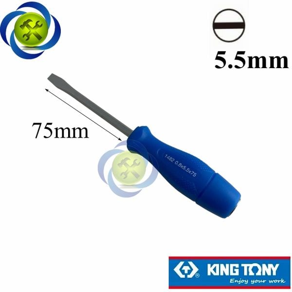 Vít đóng dẹp Kingtony 14825503 KÍCH THƯỚC 0.8mm x 5.5mm x 75mm cán xanh