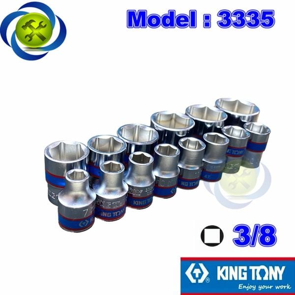 (ĐỦ SIZE) Tuýp 3/8 KINGTONY 3335 loại ngắn 6 cạnh màu trắng