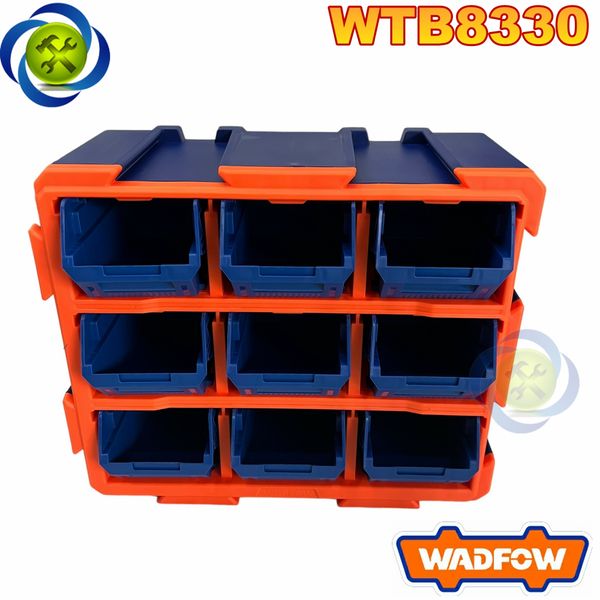 Tủ linh kiện Wadfow WTB8330 có 9 khay nhựa đựng (dạng hở) kích thước 380x170x320mm