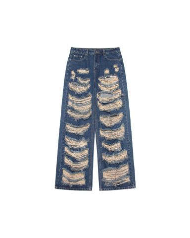  CHADDIE OVER-RIPPED JEANS - Dark Blue 