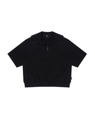  NECKLINE ZIPPED CROPPED SHIRT - Black 