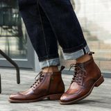 Giày da cao cổ khóa kéo CowBoy 91172