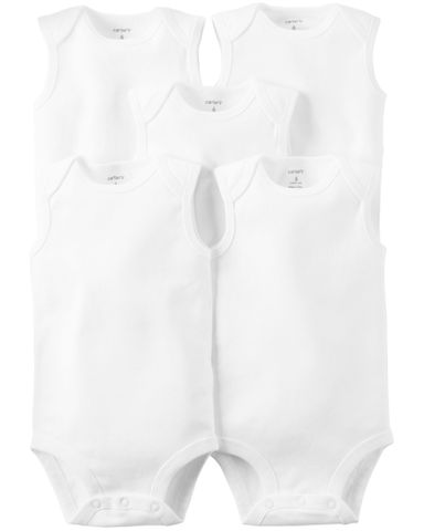  Set 5 Bodysuit Liền Quần Màu Trắng Carter's 0-24M 