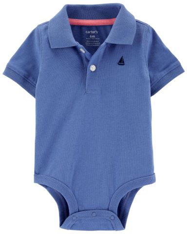  Bodysuit Liền Quần Cổ Polo Bé Trai Xanh Biển Carter's 0-24M 