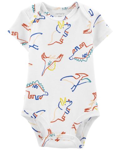  Bodysuit Liền Quần Bé Trai Trắng Hình Khủng Long Carter's 0-24M 