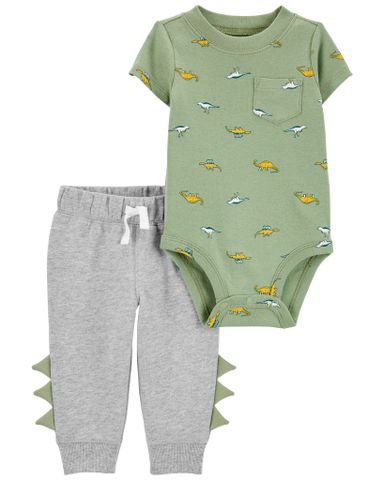  Set Bodysuit Liền Quần Bé Trai Hình Khủng Long Kèm Quần Dài Carter's 0-24M 