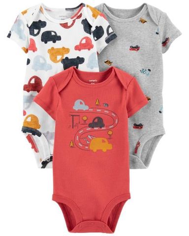  Set 3 Bodysuit Liền Quần Bé Trai Hình Xe Ô Tô Carter's 0-24M 