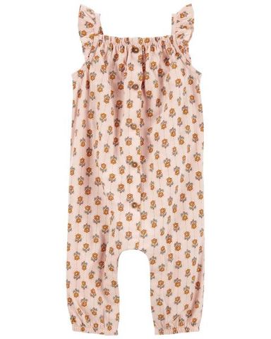  Bodysuit Liền Quần Dài Bé Gái Màu Hồng Hình Hoa Nhí Carter's 0-24M 