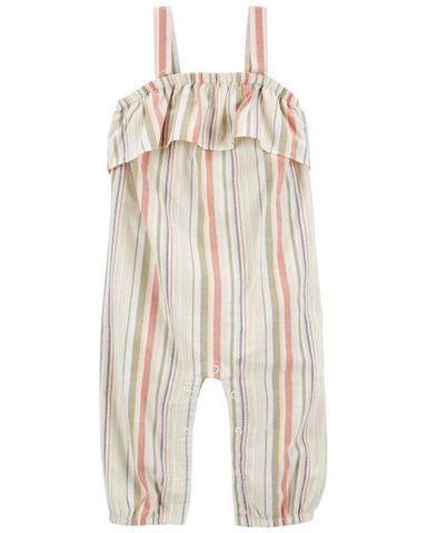  Bodysuit Liền Quần Dài Bé Gái Kẻ Sọc Nhiều Màu Nhấn Bèo Carter's 0-24M 