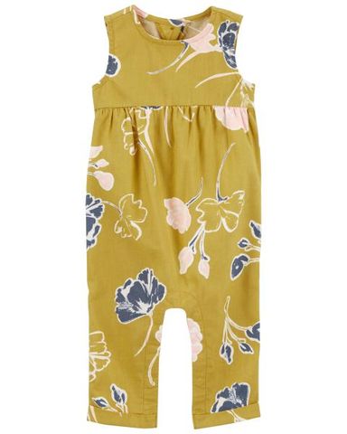  Bodysuit Liền Quần Dài Bé Gái Màu Vàng Hình Hoa Carter's 0-24M 