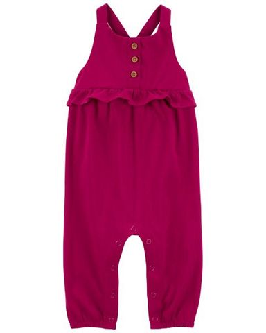  Bodysuit Liền Quần Dài Bé Gái Màu Hồng Sen Nhấn Bèo Carter's 0-24M 