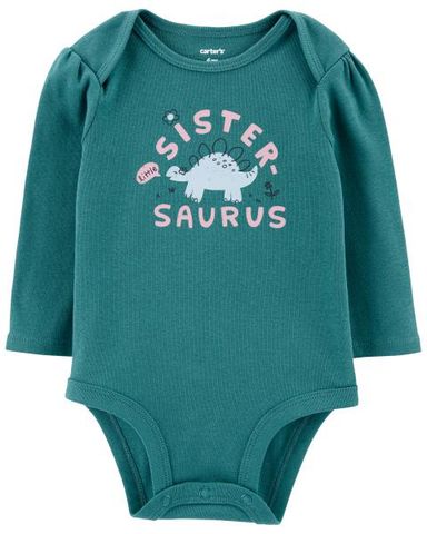  Bodysuit Liền Quần Bé Gái Màu Xanh Lục Chữ Sister Carter's 0-24M 