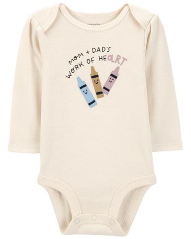  Bodysuit Liền Quần Bé Gái Màu Ngà Hình Bút Chì Màu Carter's 0-24M 