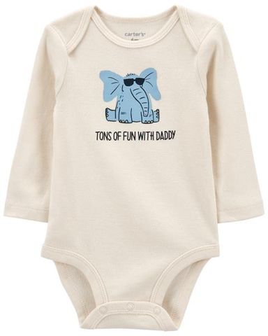  Bodysuit Liền Quần Bé Trai Màu Ngà Hình Con Voi Carter's 0-24M 