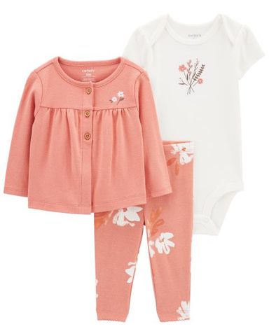  Set Gồm Quần Dài Và Bodysuit Liền Quần Bé Gái Kèm Áo Khoác Màu Hồng Carter's 0-24M 