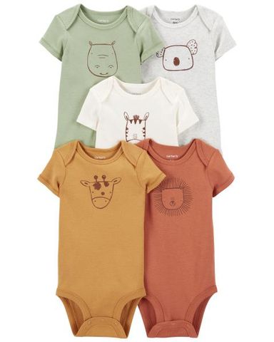  Set 5 Bodysuit Liền Quần Nhiều Màu Hình Động Vật Hoang Dã Carter's 0-24M 