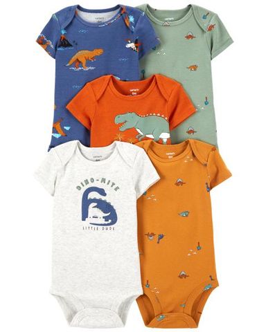  Set 5 Bodysuit Liền Quần Bé Trai Nhiều Màu Hình Khủng Long Carter's 0-24M 