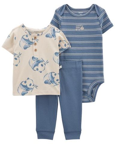  Set Gồm Quần Dài Và Bodysuit Liền Quần Bé Trai Màu Xanh Kèm Áo Thun Trắng Carter's 0-24M 