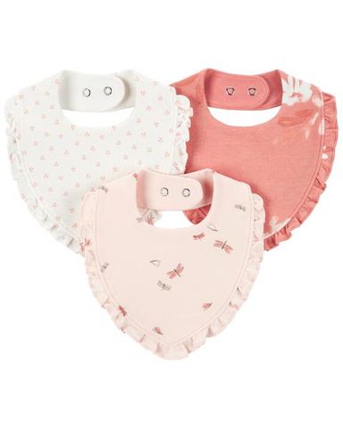  Set 3 Yếm Ăn Dặm Bé Gái Hình Tam Giác Màu Hồng Carter's 0-24M 