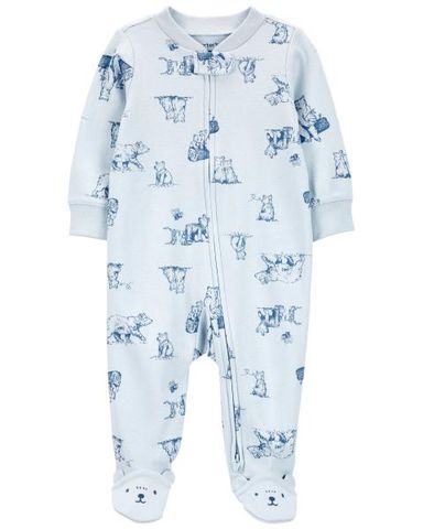  Bodysuit Liền Quần Dài Bé Trai Màu Xanh Nhạt Hình Gấu Carter's 0-24M 