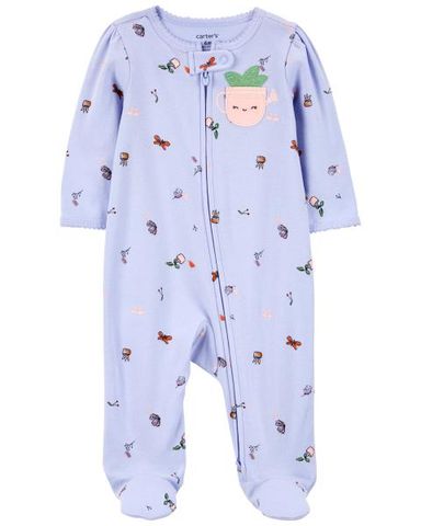  Bodysuit Liền Quần Dài Bé Gái Màu Xanh Dương Hình Chậu Cây Carter's 0-24M 