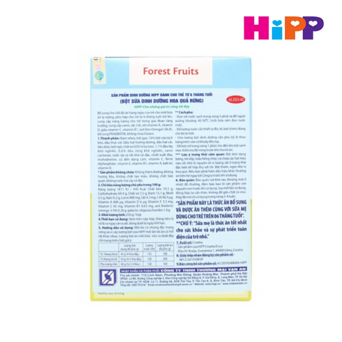  Bột sữa DD HiPP Organic bổ sung Praebiotik - Hoa quả rừng 250g 