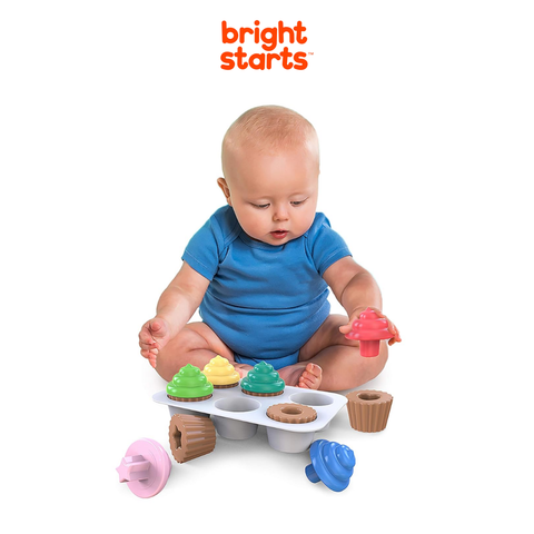  Đồ chơi xếp hình bánh cupcake nhiều màu Bright Starts 