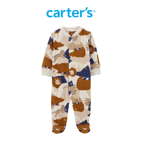  Bodysuit Tay Dài Liền Quần Bé Trai Màu Nâu Hình Động Vật Hoang Dã Carter's 0-24M 