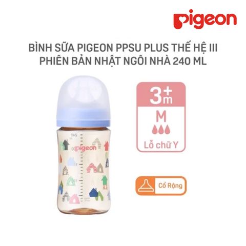  Bình sữa Pigeon PPSU Plus Wn3 phiên bản Nhật 240ml, Ngôi Nhà 