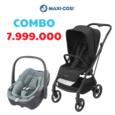  Combo xe đẩy gấp gọn Leona 2 màu đen và ghế ngồi xe hơi Pebble 360 Maxi-Cosi 1281800514 